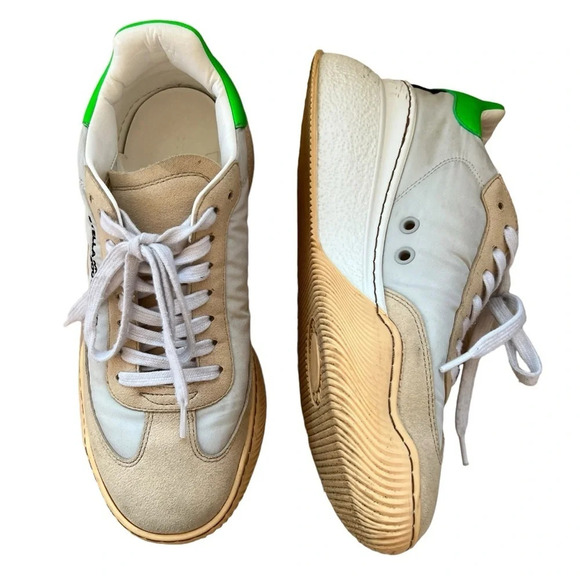 Stella McCartney Loop Lace Up Sneakers Neon Green White 37 Summer Streetwear - Picture 9 of 10